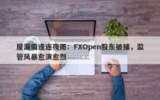 屋漏偏逢连夜雨：FXOpen股东被捕，监管风暴愈演愈烈