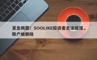 紧急揭露！SOOLIKE投资者无法提现，账户被删除