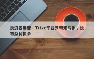 投资者诉苦：Trive平台只带来亏损，没有盈利机会