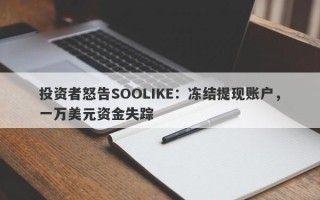 投资者怒告SOOLIKE：冻结提现账户，一万美元资金失踪