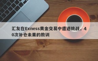 汇友在Exness黄金交易中遭遇挑战，40次补仓未果的教训