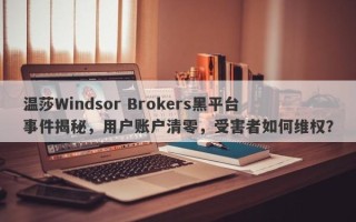 温莎Windsor Brokers黑平台事件揭秘，用户账户清零，受害者如何维权？