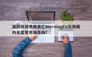 盈兴投资券商晨汇MorningFx引领国内无监管市场走向？