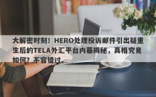 大解密时刻！HERO处理投诉邮件引出疑重生后的TELA外汇平台内幕揭秘，真相究竟如何？不容错过。