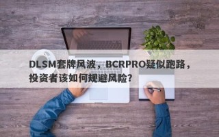 DLSM套牌风波，BCRPRO疑似跑路，投资者该如何规避风险？