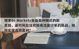 探索Ec Markets安盈盈利模式的新思路，面对风险狂欢和毒流量订单的挑战，如何实现高效盈利？