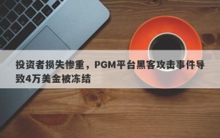 投资者损失惨重，PGM平台黑客攻击事件导致4万美金被冻结