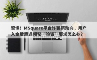 警惕！MSquare平台诈骗新动向，用户入金后遭遇频繁“验资”要求怎么办？