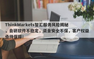 ThinkMarkets智汇服务风险揭秘，自研软件不稳定，资金安全不保，客户权益亟待保障！