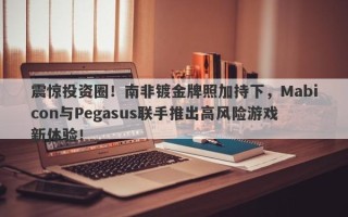 震惊投资圈！南非镀金牌照加持下，Mabicon与Pegasus联手推出高风险游戏新体验！