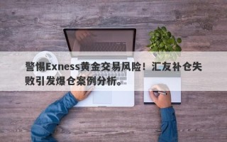 警惕Exness黄金交易风险！汇友补仓失败引发爆仓案例分析。