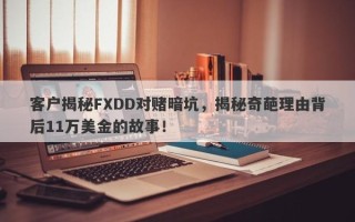 客户揭秘FXDD对赌暗坑，揭秘奇葩理由背后11万美金的故事！