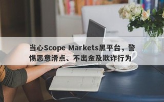 当心Scope Markets黑平台，警惕恶意滑点、不出金及欺诈行为