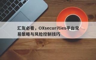 汇友必看，OXsecurities平台交易策略与风险控制技巧