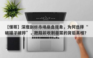 【懂哥】深度剖析市场崩盘现象，为何选择“破罐子破摔”，跑路前收割韭菜的背后真相？