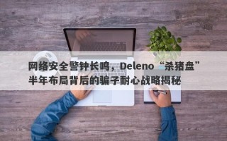 网络安全警钟长鸣，Deleno“杀猪盘”半年布局背后的骗子耐心战略揭秘