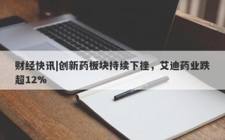 财经快讯|创新药板块持续下挫，艾迪药业跌超12%