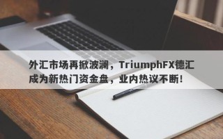 外汇市场再掀波澜，TriumphFX德汇成为新热门资金盘，业内热议不断！