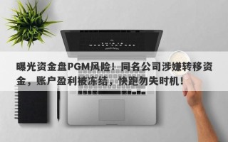 曝光资金盘PGM风险！同名公司涉嫌转移资金，账户盈利被冻结，快跑勿失时机！