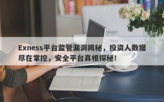 Exness平台监管漏洞揭秘，投资人数据尽在掌控，安全平台真相探秘！