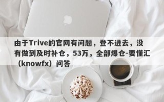 由于Trive的官网有问题，登不进去，没有做到及时补仓，53万，全部爆仓-要懂汇（knowfx）问答