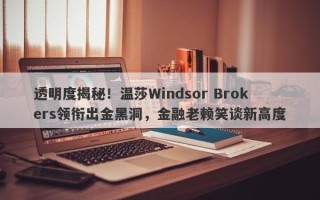 透明度揭秘！温莎Windsor Brokers领衔出金黑洞，金融老赖笑谈新高度