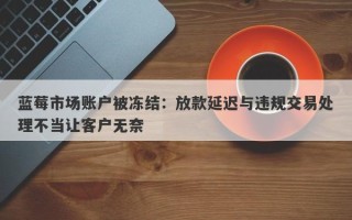 蓝莓市场账户被冻结：放款延迟与违规交易处理不当让客户无奈