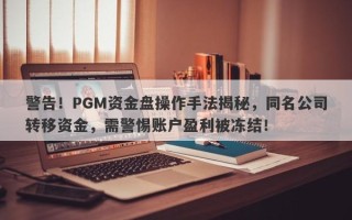 警告！PGM资金盘操作手法揭秘，同名公司转移资金，需警惕账户盈利被冻结！