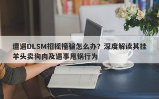 遭遇DLSM招摇撞骗怎么办？深度解读其挂羊头卖狗肉及遇事甩锅行为