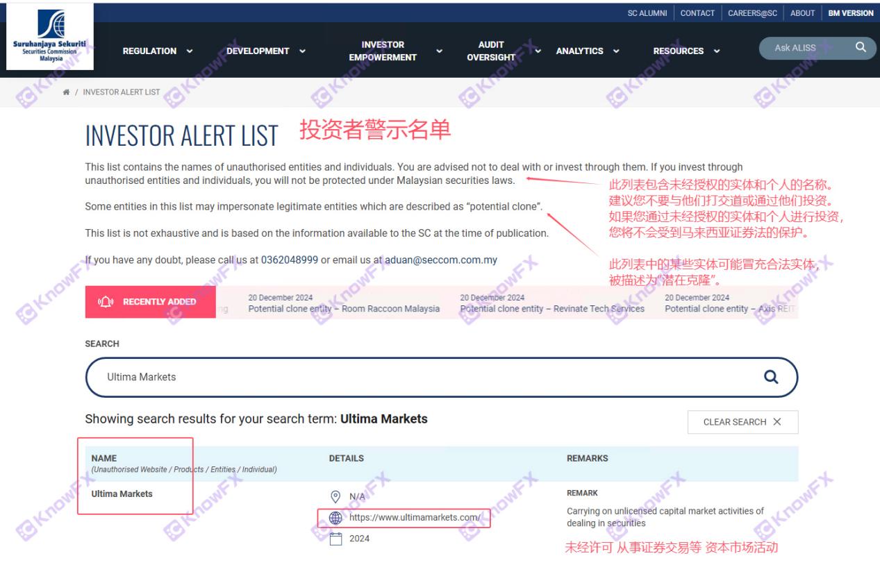 Нет разрешения на бизнес!Черная платформа Ultimamarkets была публично предупреждена Комитетом по надзору за ценными бумагами Малайзии!-第2张图片-要懂汇
