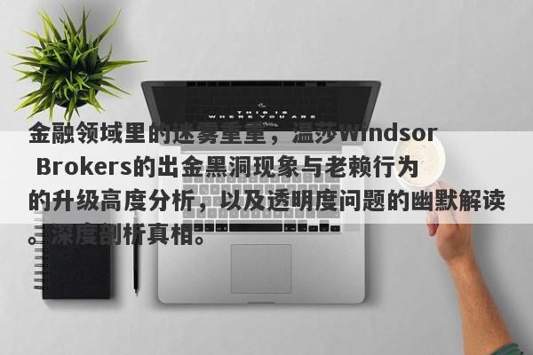 金融领域里的迷雾重重，温莎Windsor Brokers的出金黑洞现象与老赖行为的升级高度分析，以及透明度问题的幽默解读。深度剖析真相。-第1张图片-要懂汇